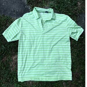 Fairway &‎ Greene Green Stripe Polo Shirt Mens L Short Sleeve Golf